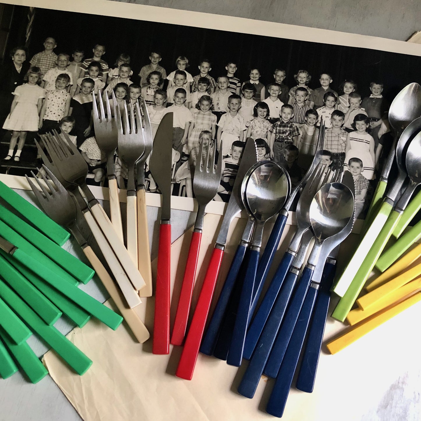 Vintage Anacapa Japan Stainless Melamine Flatware Set (c.1970s)