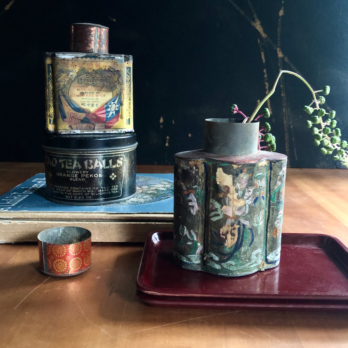 Antique Tea Tins from China, Set of 3 (c.1930s)