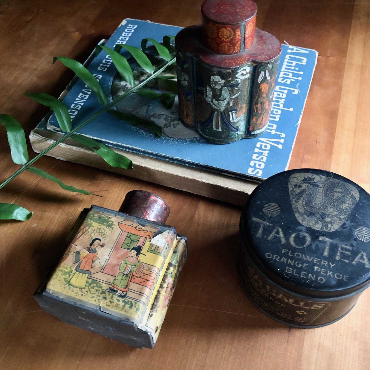Antique Tea Tins from China, Set of 3 (c.1930s)