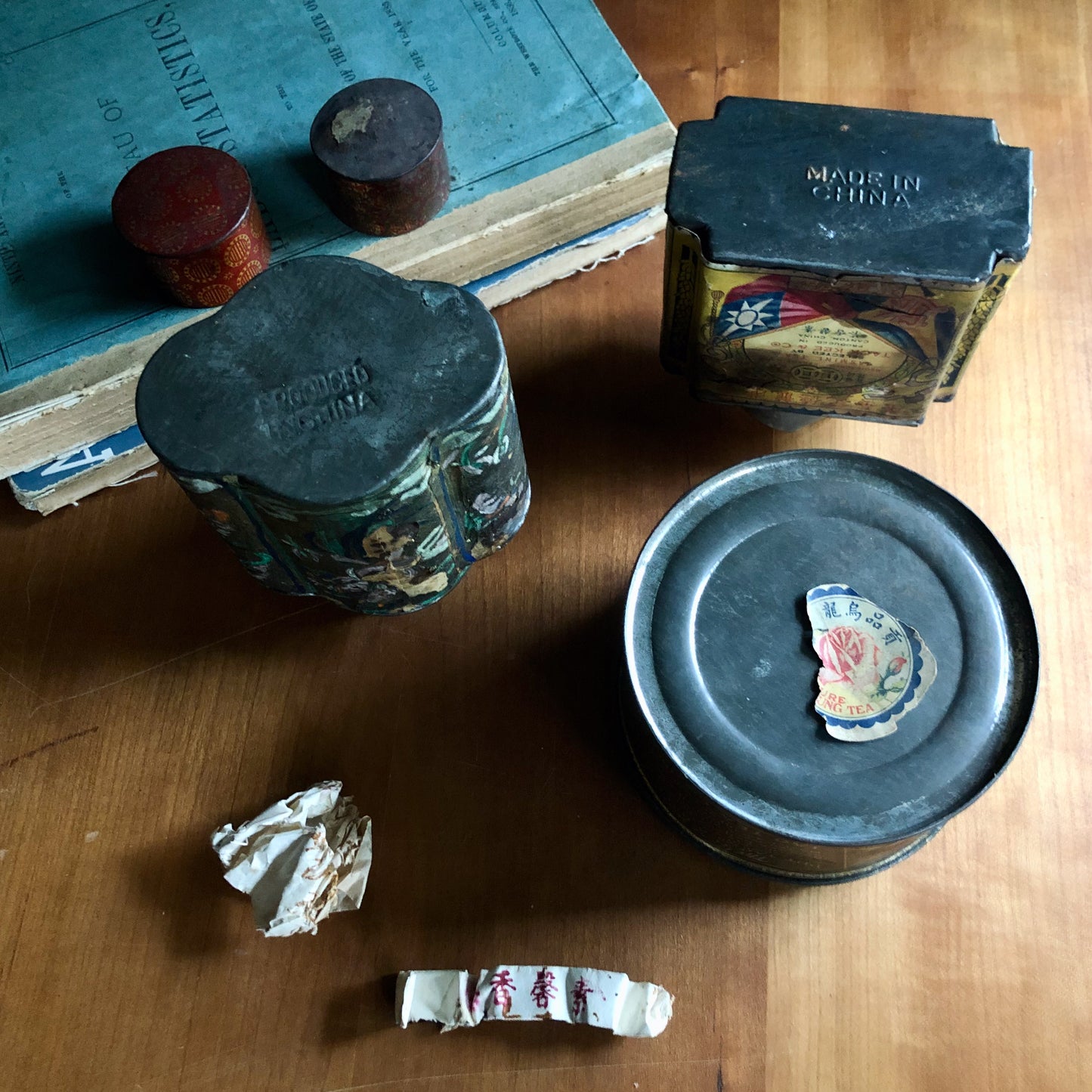 Antique Tea Tins from China, Set of 3 (c.1930s)