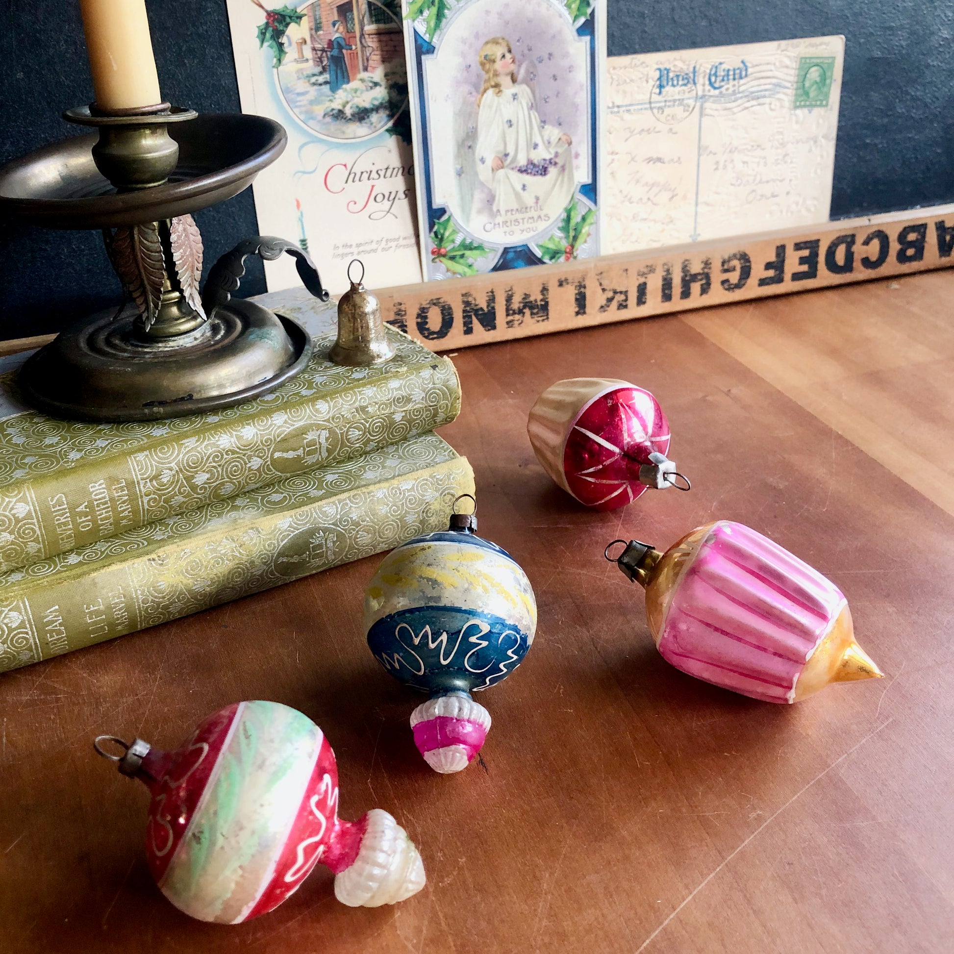 Antique Blown Glass Teardrop Ornaments (c.1900s)