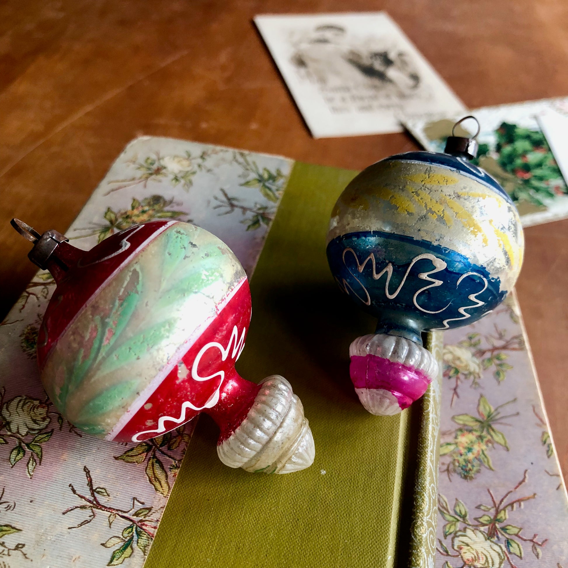Antique Blown Glass Teardrop Ornaments (c.1900s)