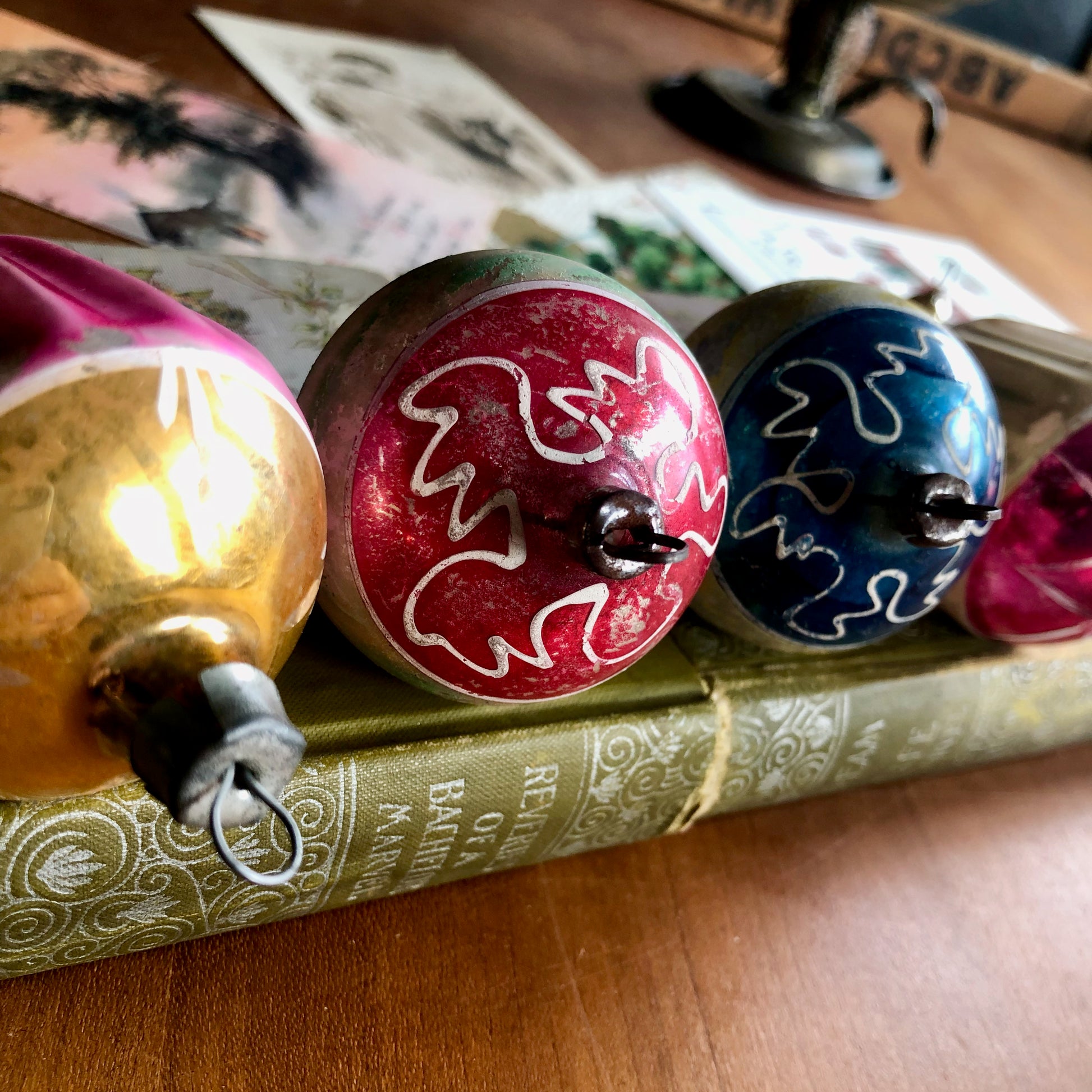 Antique Blown Glass Teardrop Ornaments (c.1900s)