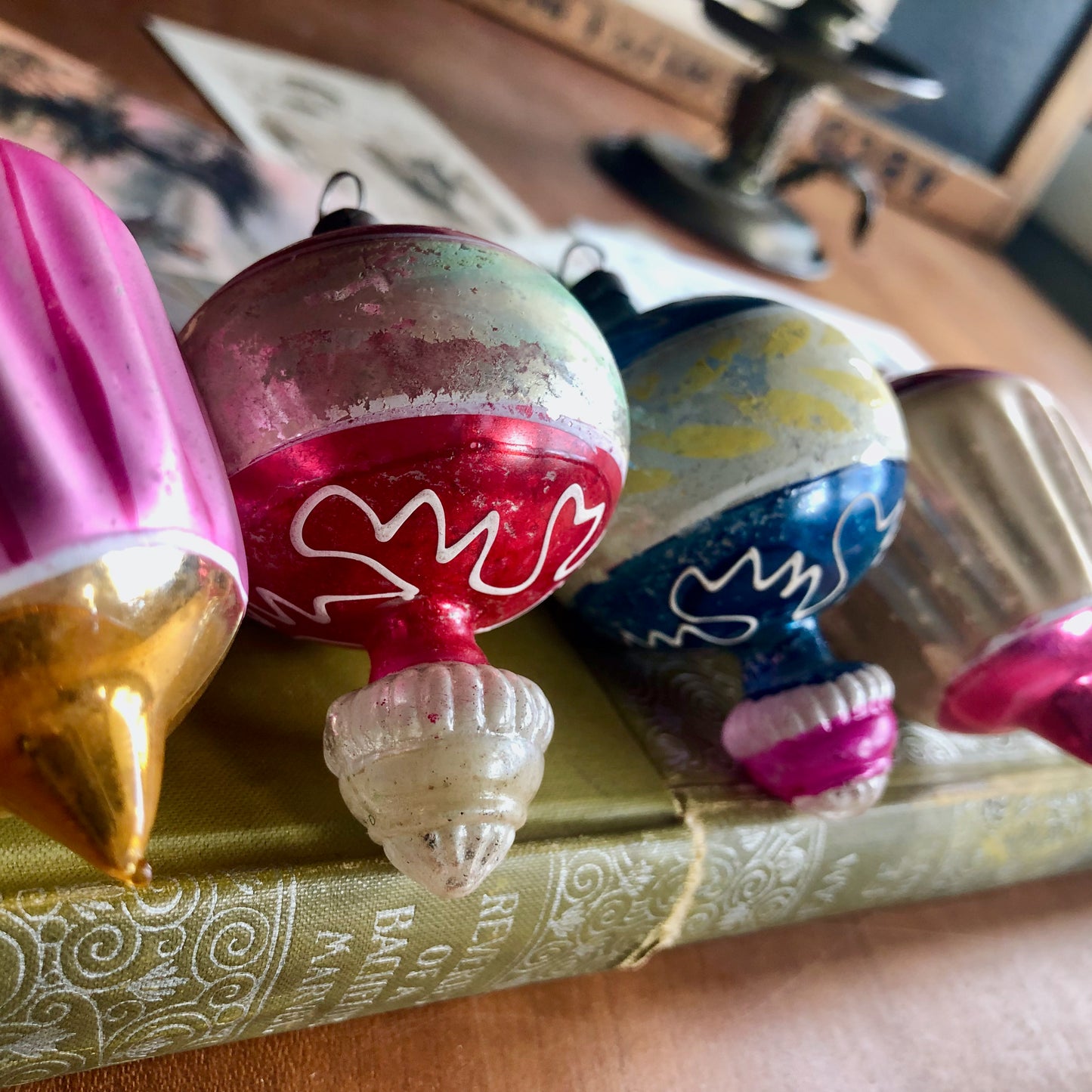 Antique Blown Glass Teardrop Ornaments (c.1900s)