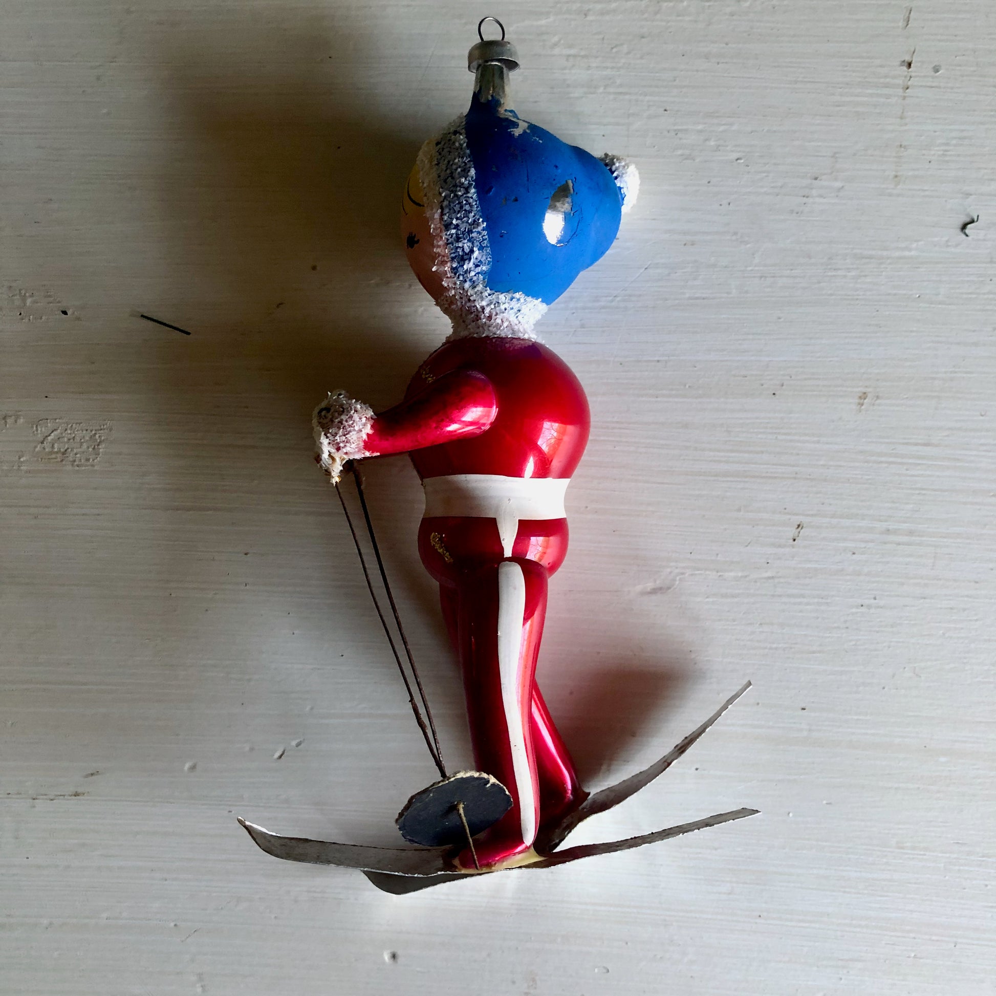 Vintage De Carlini Girl Snow Skier Ornament (c.1950s)