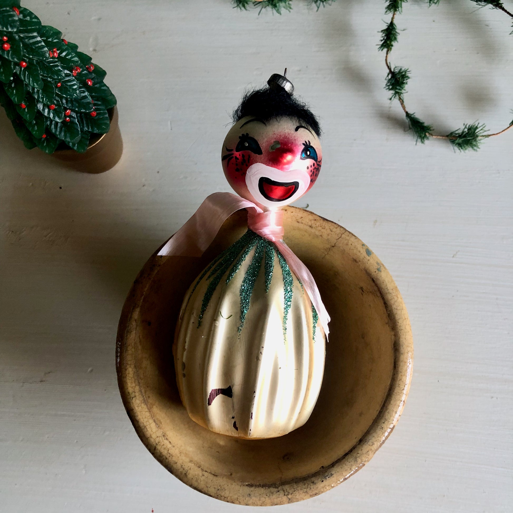 De Carlini Italian Blown Glass Clown Ornament (c.1960s)