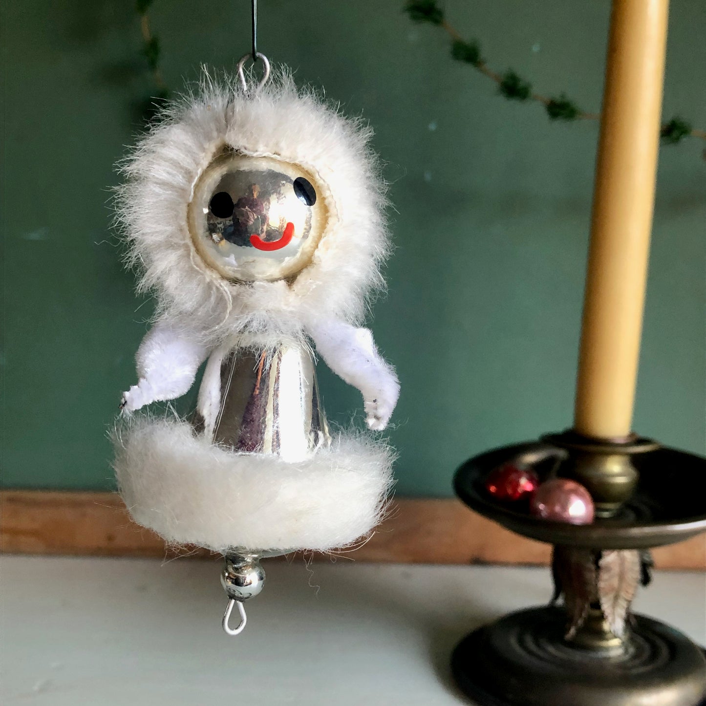 Vintage Pipe Cleaner Snow Baby Ornaments (c.1960s)