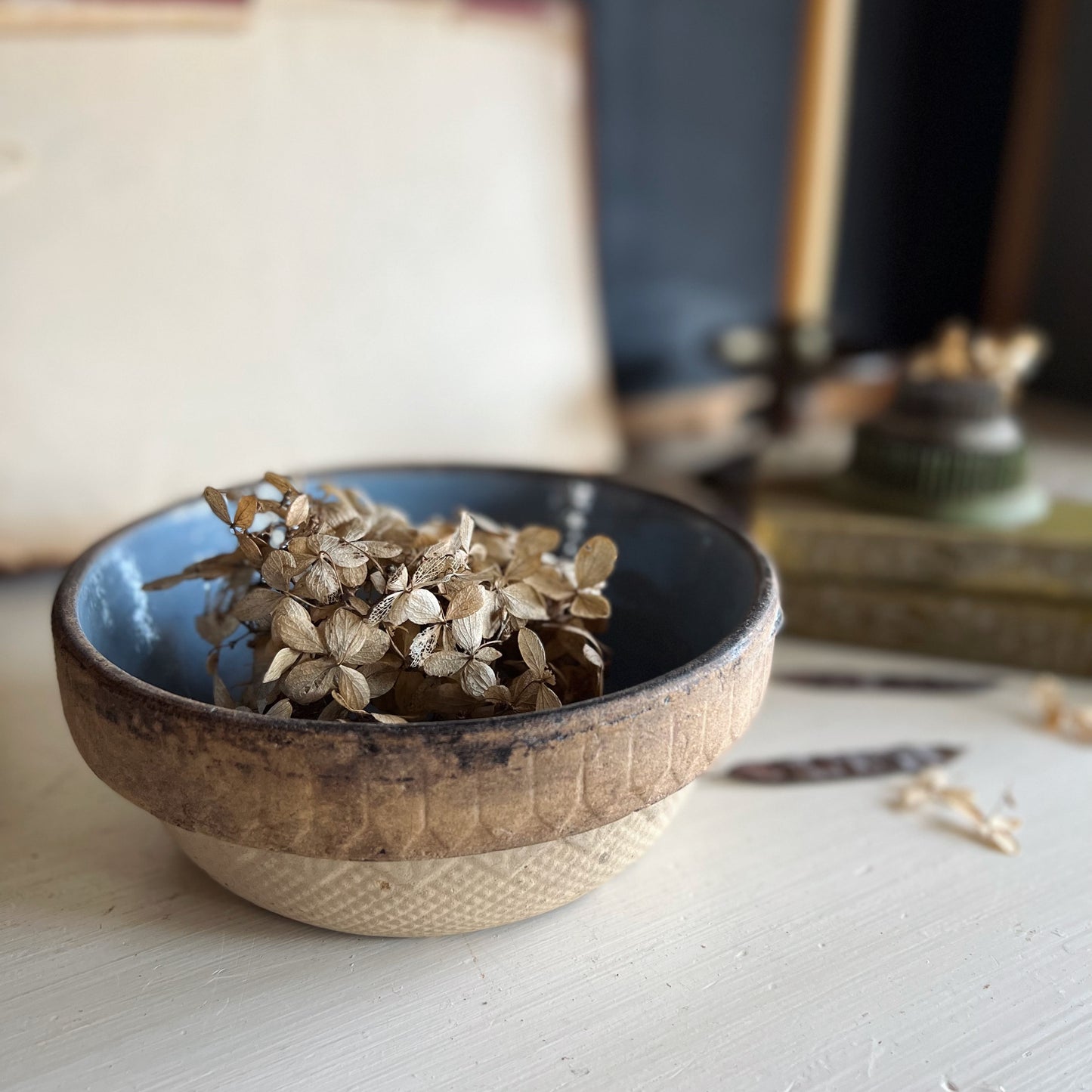 Primitive Blue Farmhouse Mixing Bowl