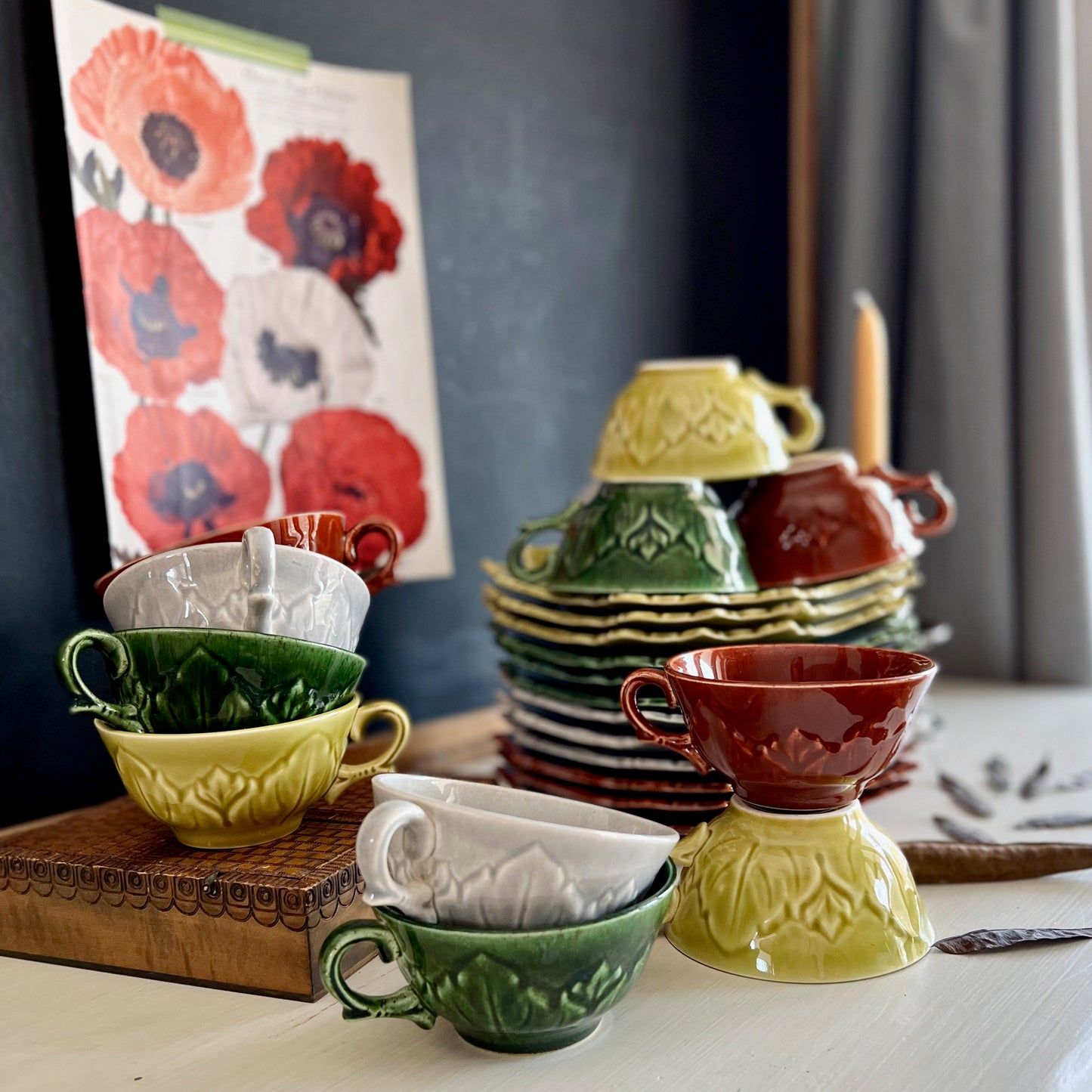 Steunbenville Pottery Vintage Luncheon Set (c.1950s)