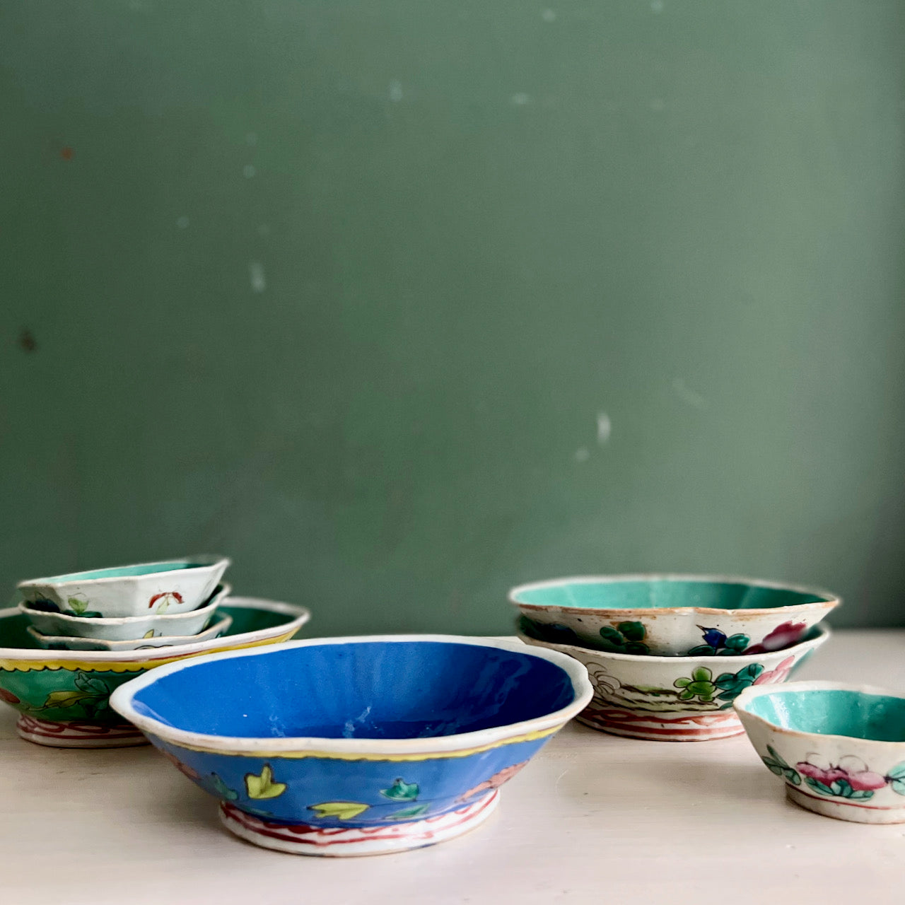 Antique Chinese Peasant Bowls, Set of 8 (c.1900s)