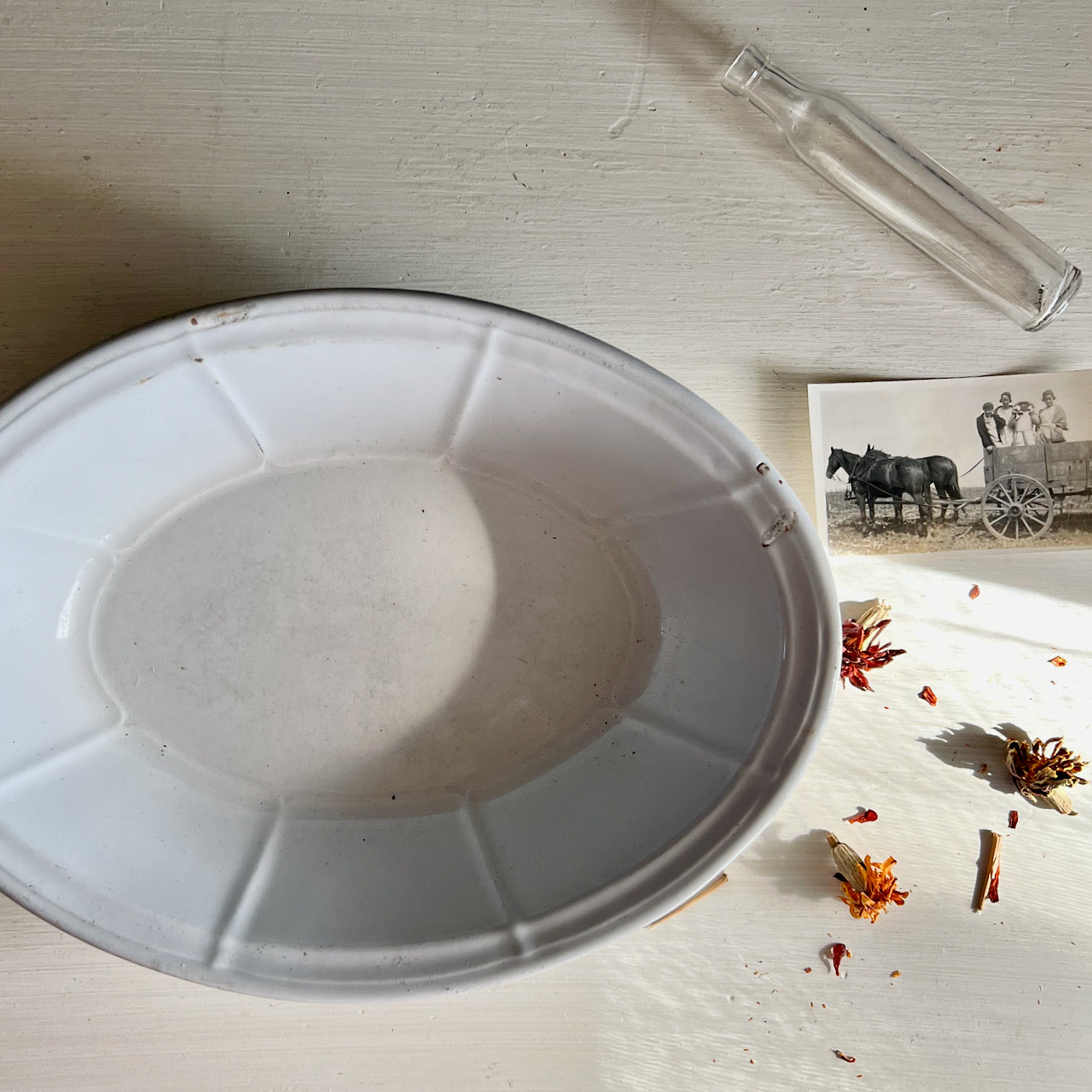 Antique White Oval Ironstone Bowl (c.1800s)