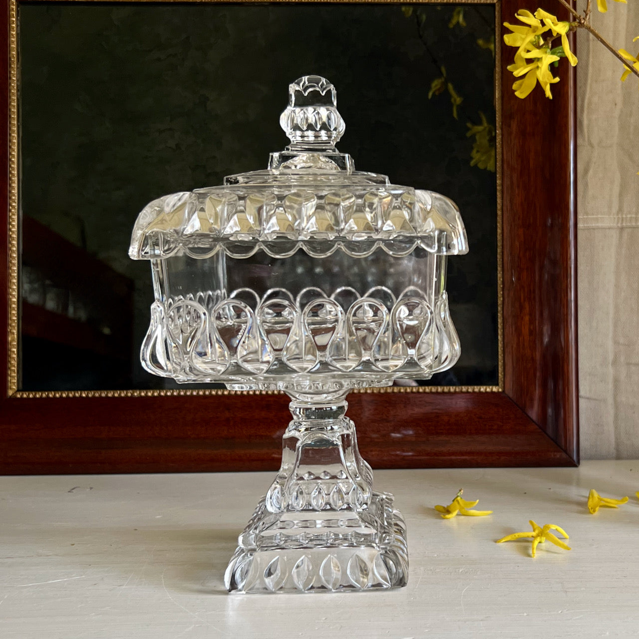 Mid Century Jeanette Glass Wedding Cake Box (c.1950s)