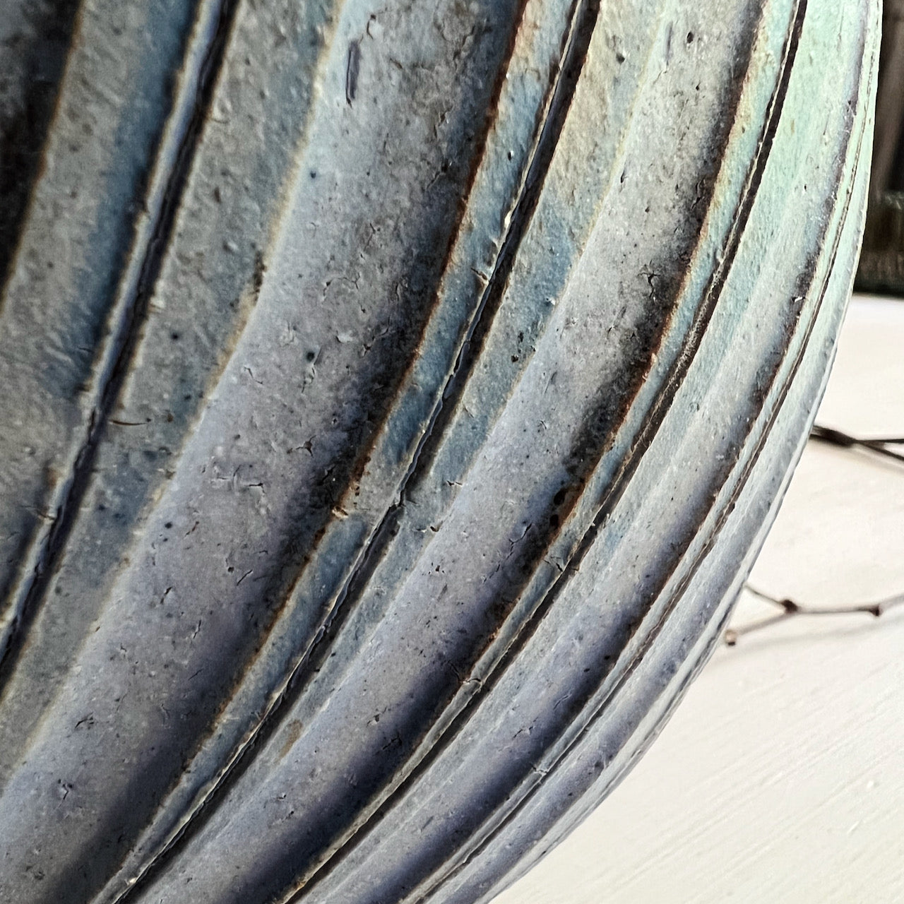 Brian VanNostrand Wheel Thrown Ribbed Pottery Vase, 20th C.