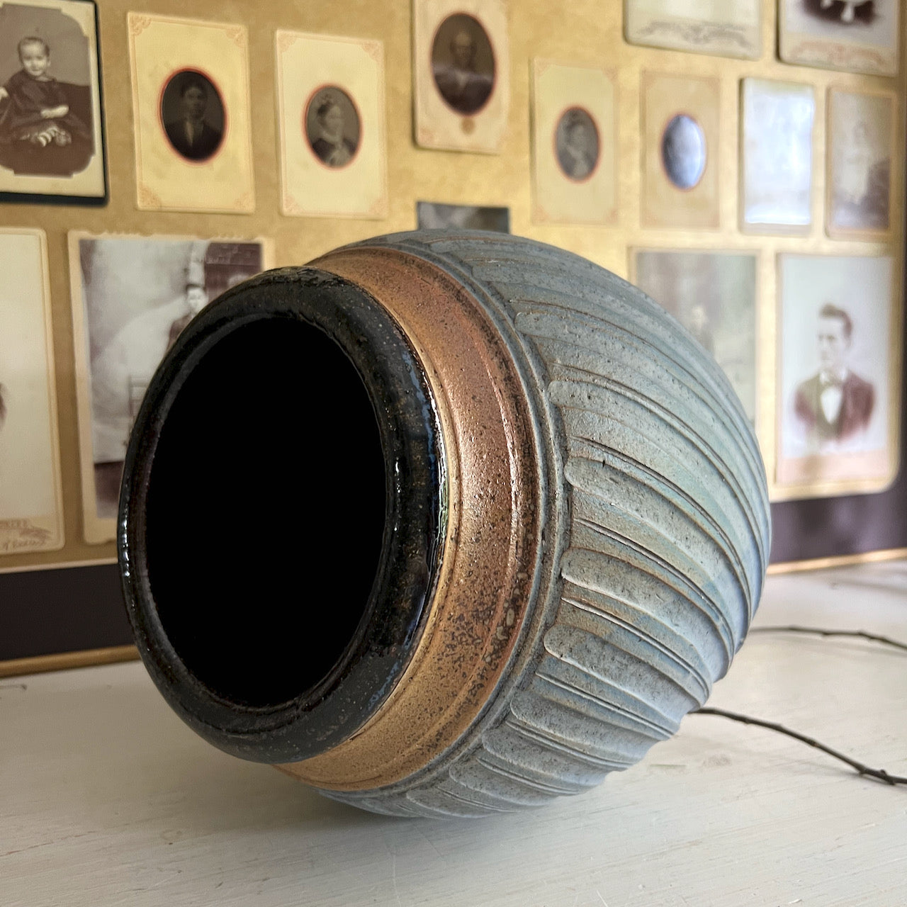 Brian VanNostrand Wheel Thrown Ribbed Pottery Vase, 20th C.