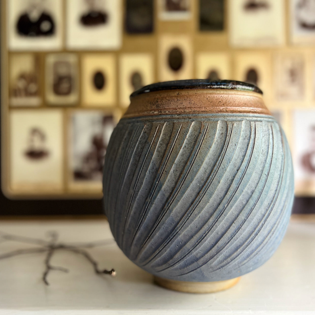 Brian VanNostrand Wheel Thrown Ribbed Pottery Vase, 20th C.