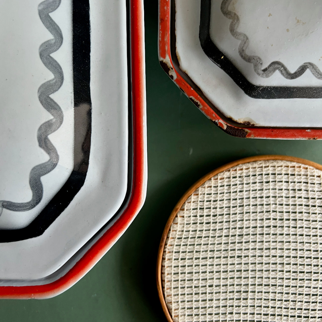 Vintage Swedish Klafestrom Enamel Cast Iron Baking Dishes (c.1950s)