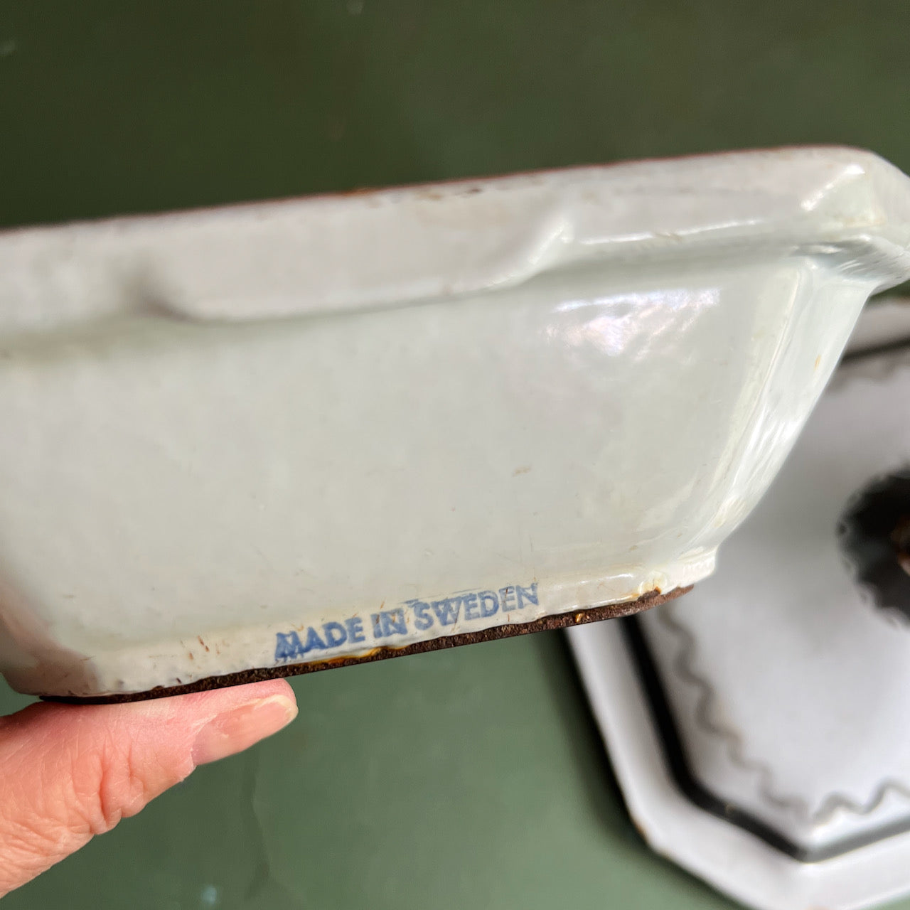 Vintage Swedish Klafestrom Enamel Cast Iron Baking Dishes (c.1950s)