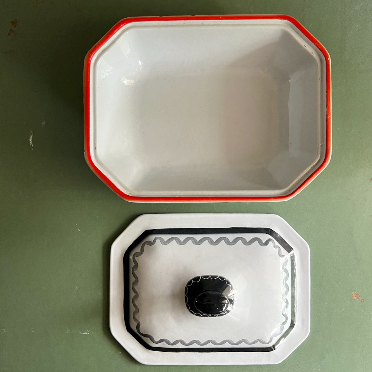 Vintage Swedish Klafestrom Enamel Cast Iron Baking Dishes (c.1950s)