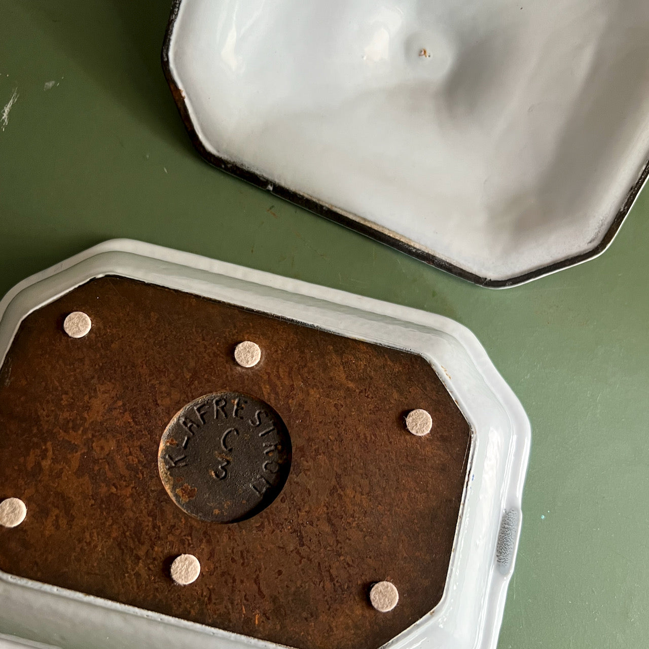 Vintage Swedish Klafestrom Enamel Cast Iron Baking Dishes (c.1950s)