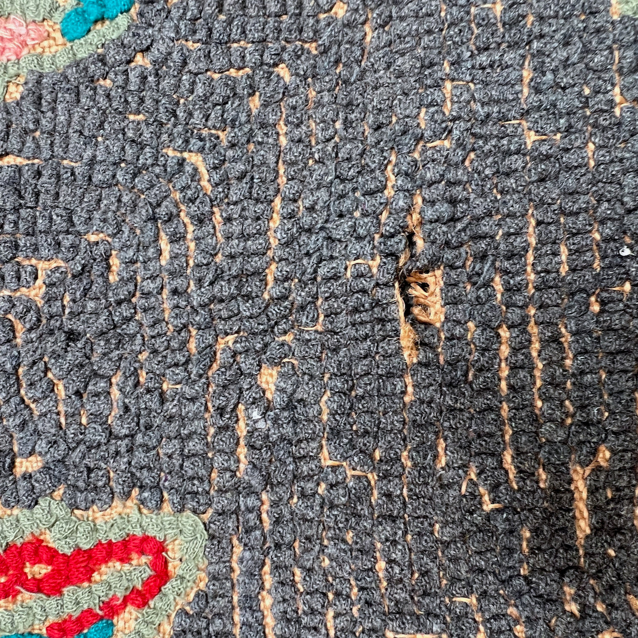 Antique Autumn Hooked Wool Rug (c.1900s)