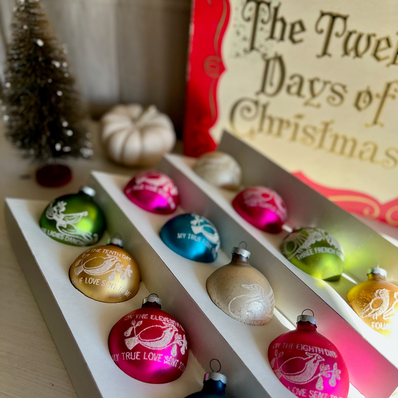 The Twelve Days of Christmas Vintage Ornament Set (c.1960s)