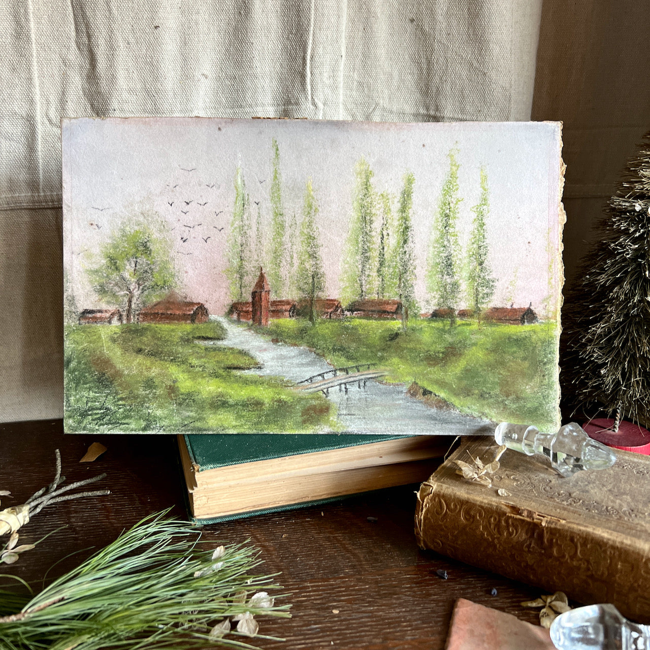Pastoral Country Chalk Painting (c.1950s)