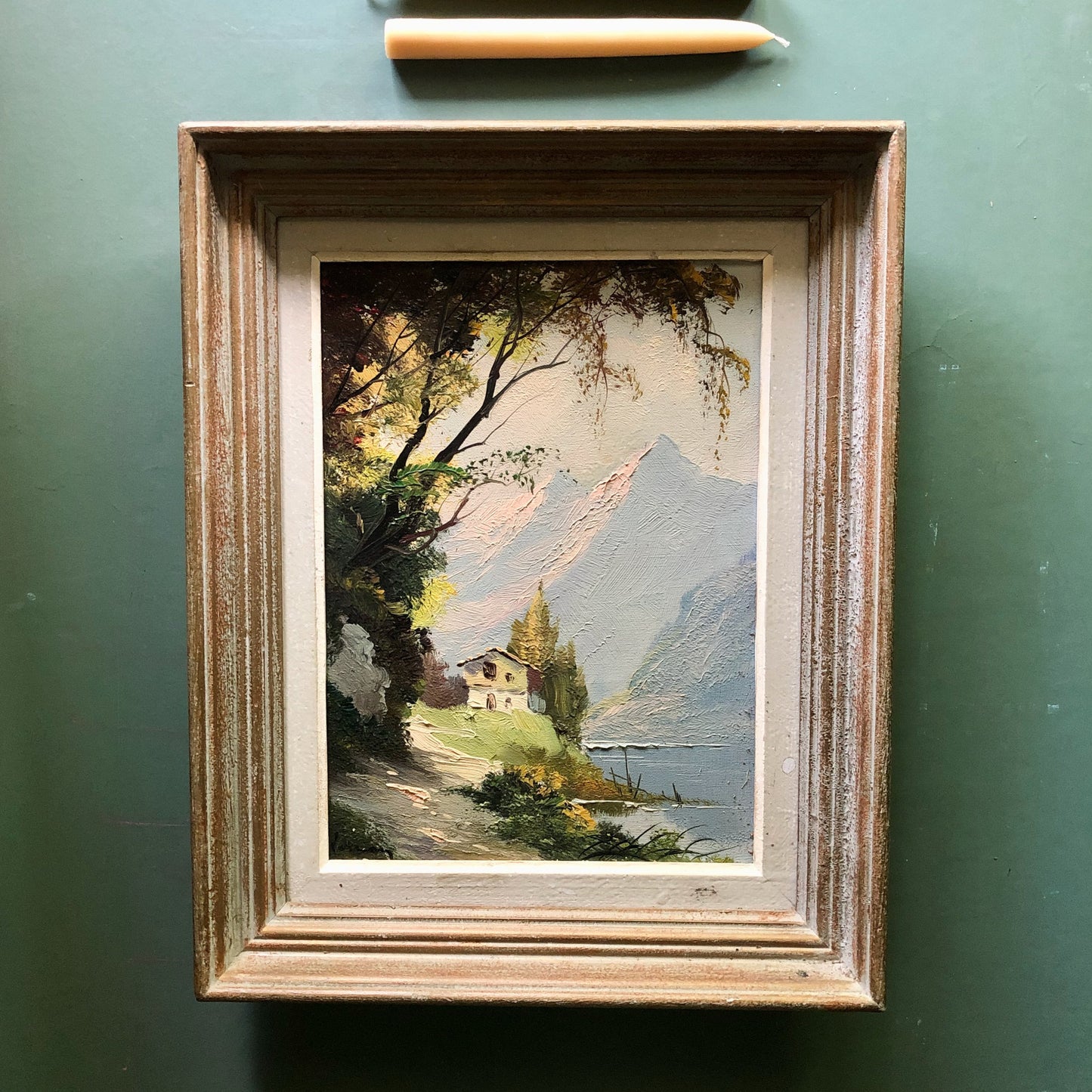 Vintage Mountain Landscape Oil Painting