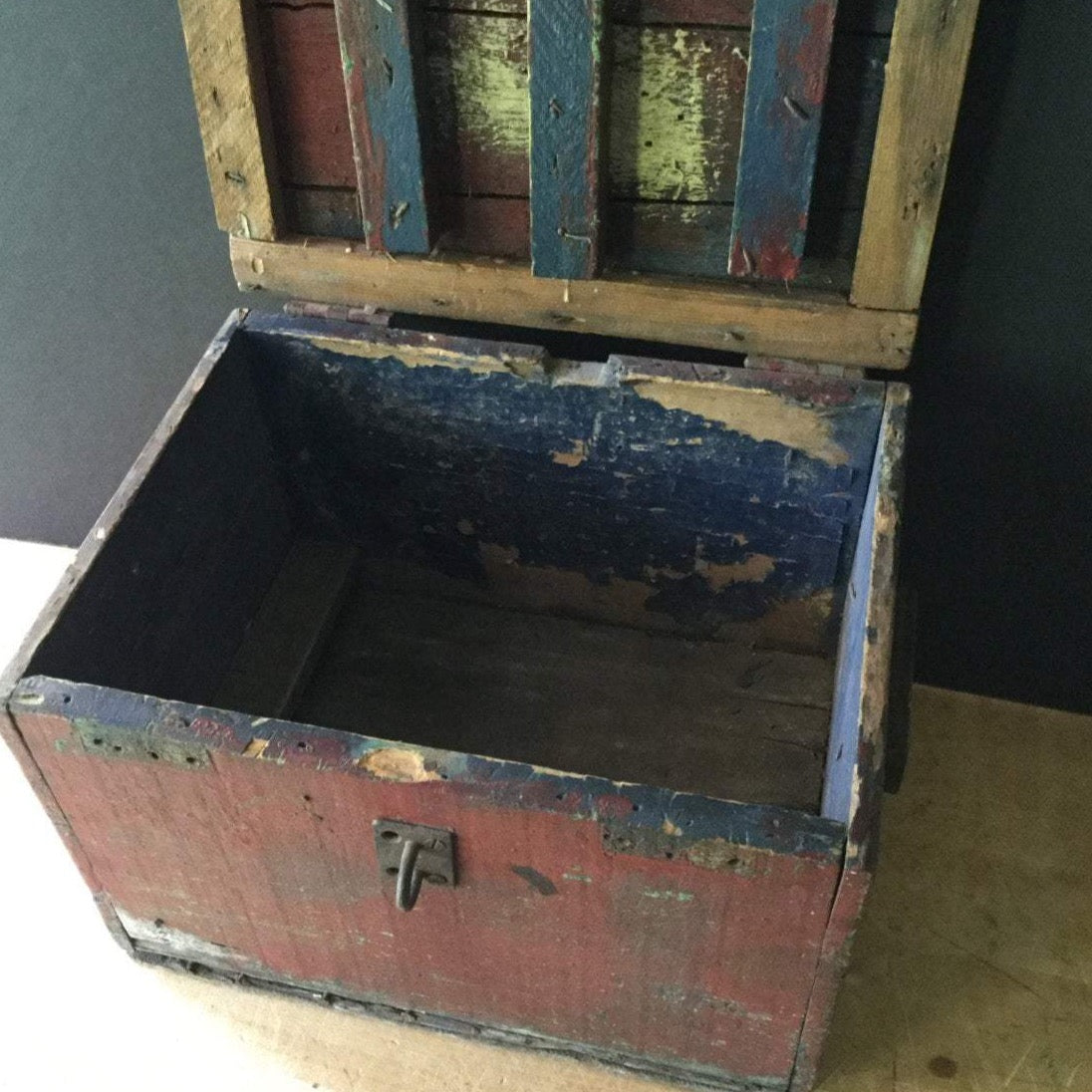 Primitive Toy Box with Wooden Blocks (c.1900s)