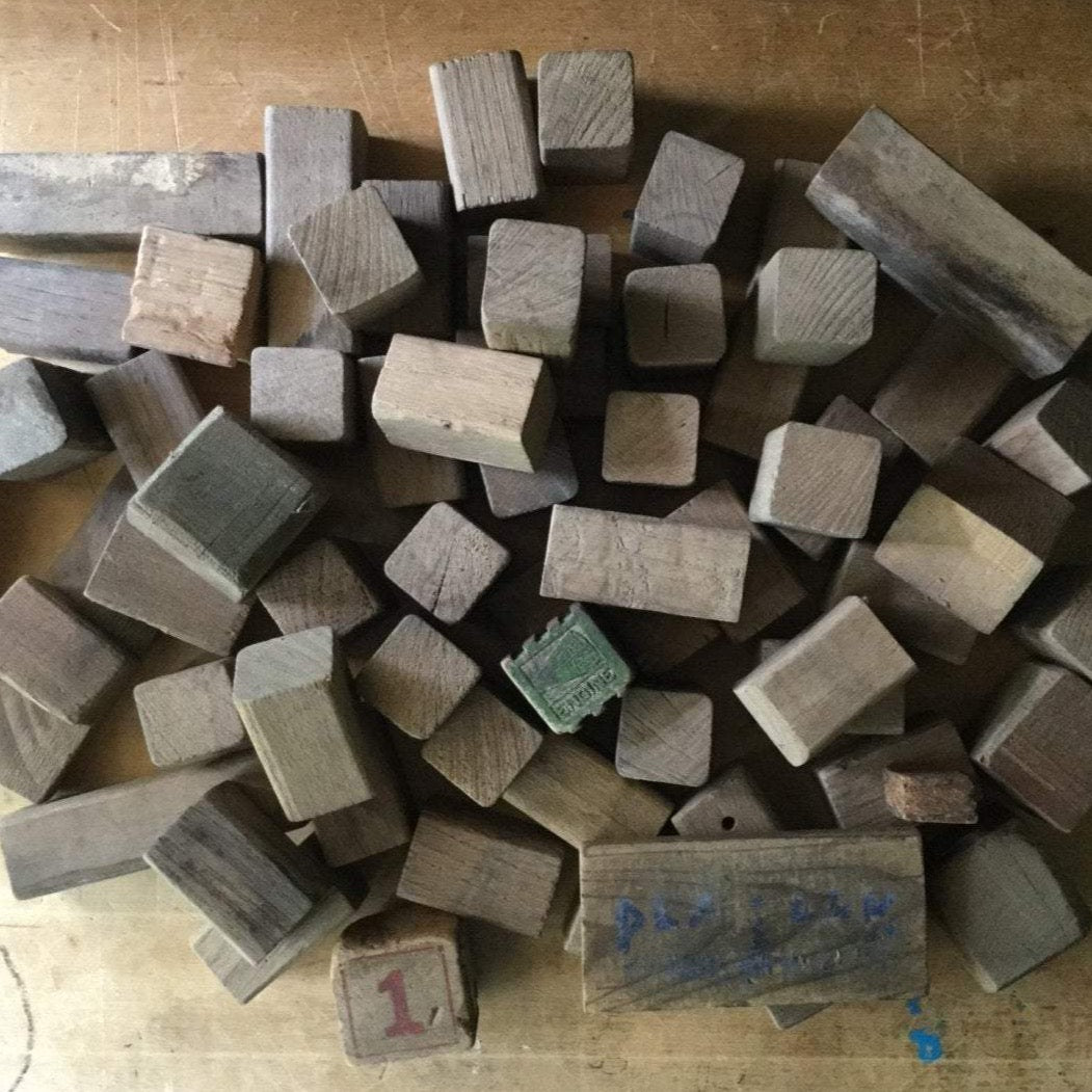 Primitive Toy Box with Wooden Blocks (c.1900s)