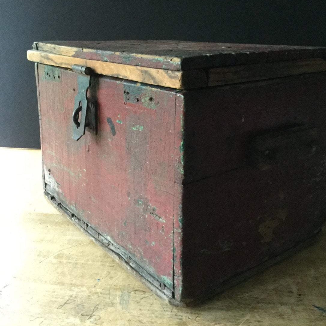 Primitive Toy Box with Wooden Blocks (c.1900s)