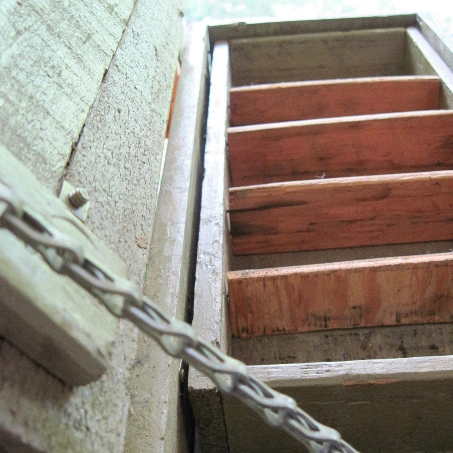 Primitive Wooden Tool Box with Mosaic Lid