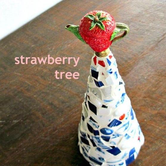 Upcycled Mosaic Strawberry Christmas Tree
