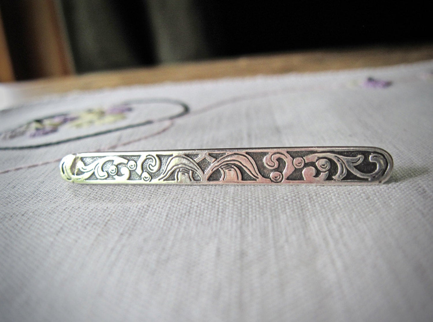 Antique Sterling Silver Bar Brooch Pins (c.1800s)