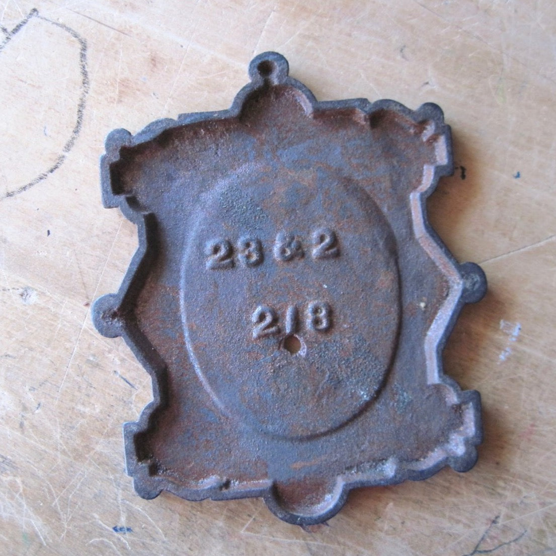 Art Deco Cast Iron Wall Plaque with Harp Lyre Motif