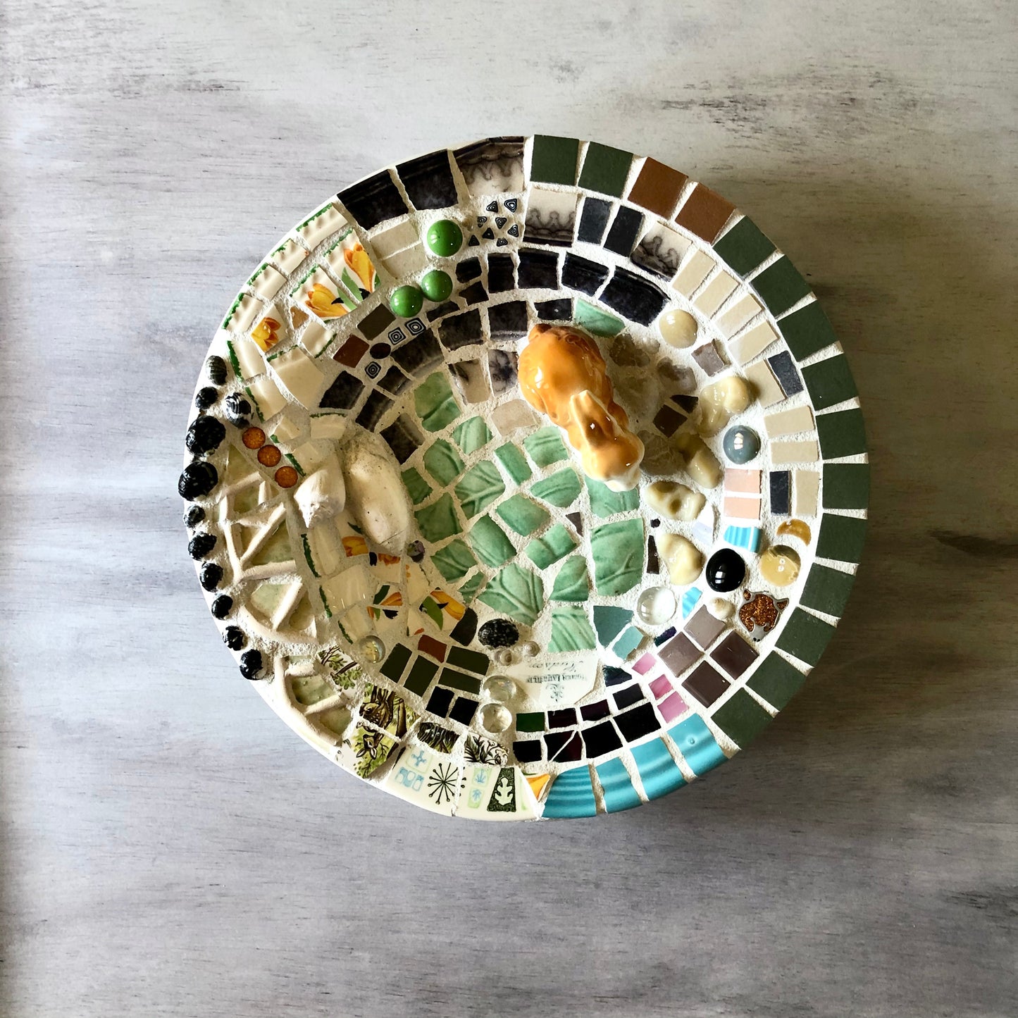 Handmade Mosaic Art Bunny Bowl