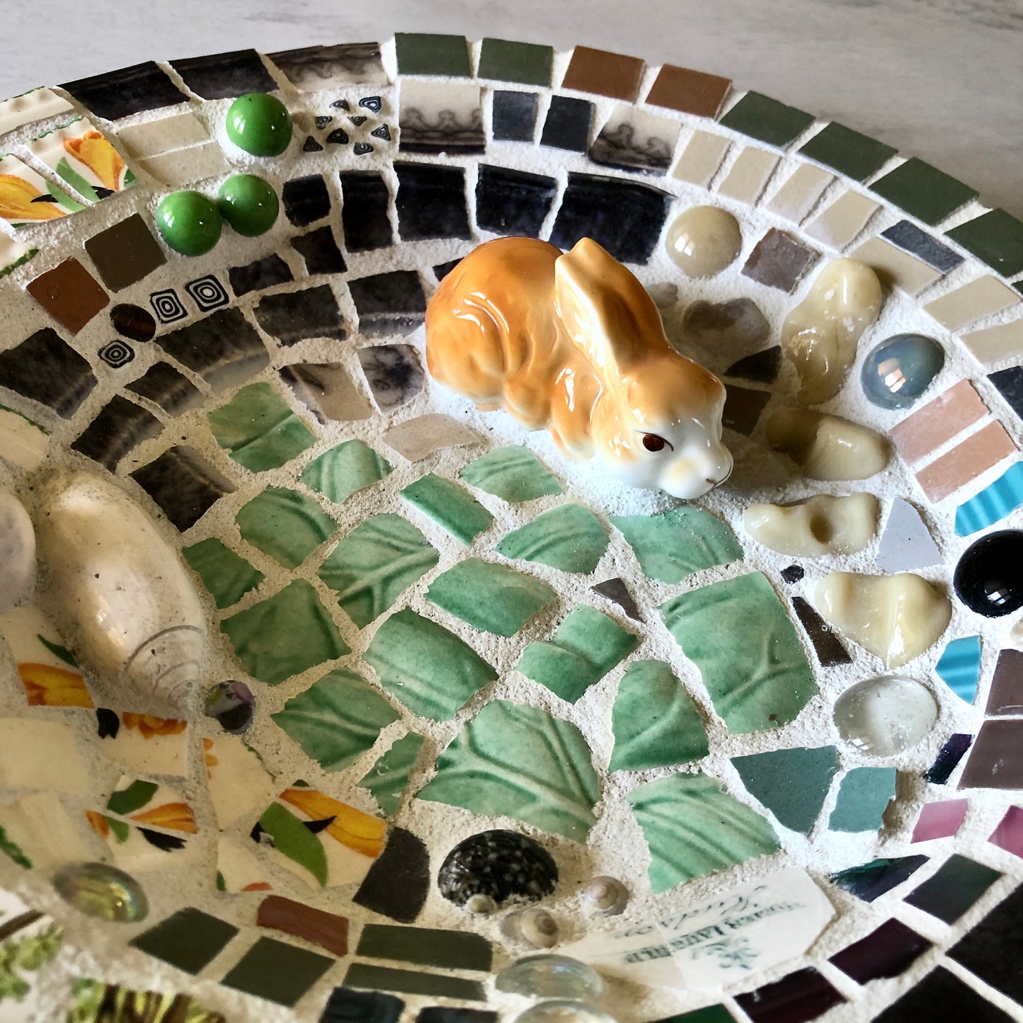 Handmade Mosaic Art Bunny Bowl