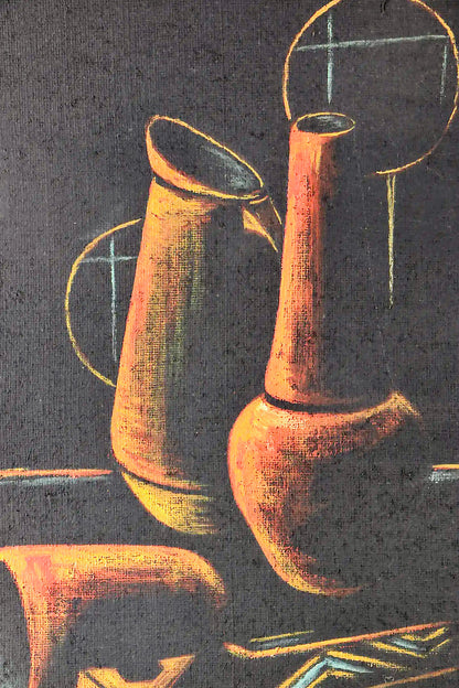 Pair of Cay-Skot Mid Century Vessel Still Life Oil Paintings