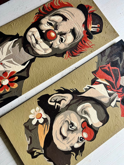 Vintage Paint By Number Clown Portraits