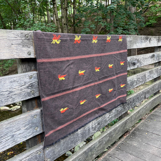 Southwestern Hand Stitched Thunderbird Cotton Blanket or Throw