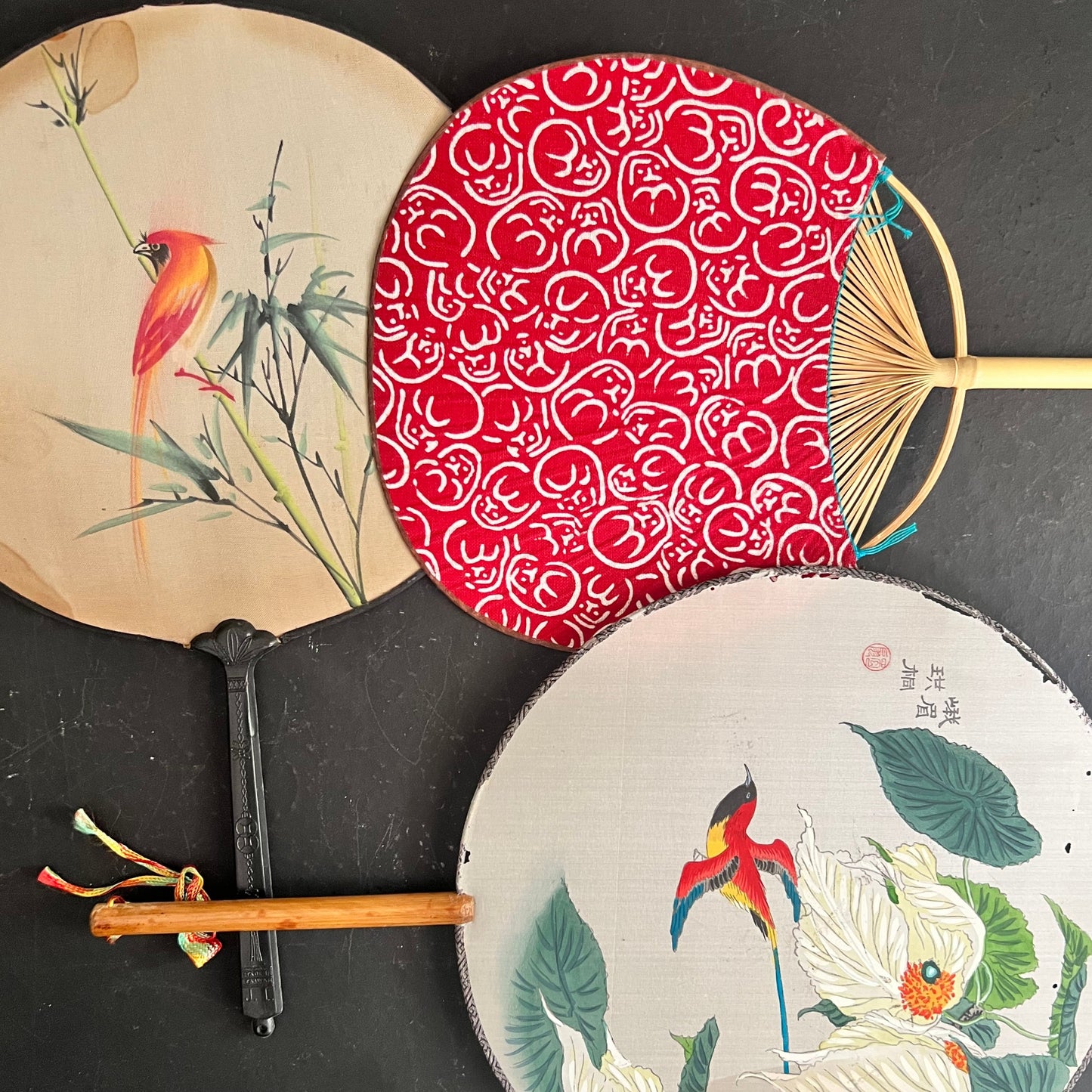 Vintage Japanese Hand Fans, Set of 3