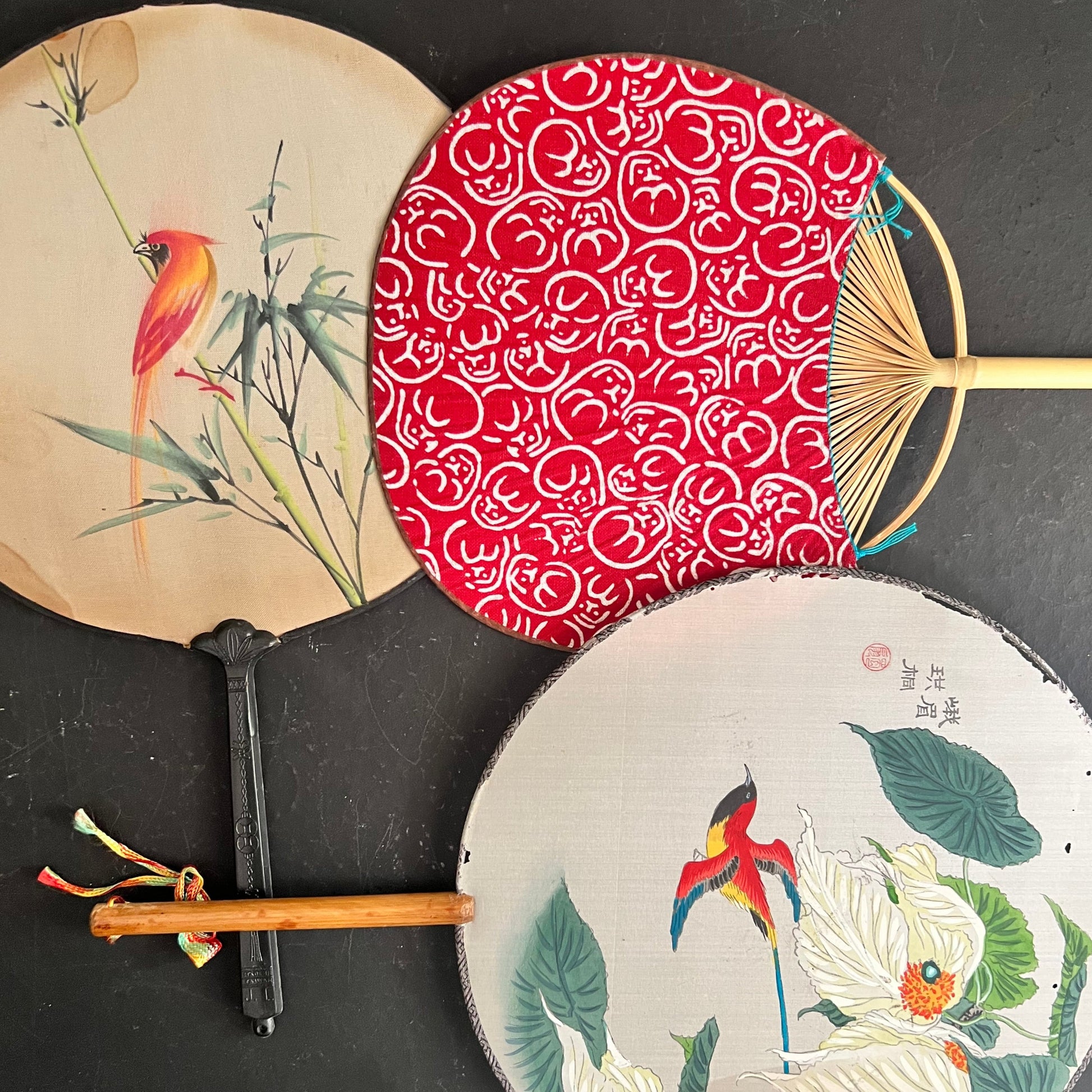 Vintage Japanese Hand Fans, Set of 3