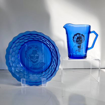 Hazel Atlas Cobalt Blue Shirley Temple Breakfast Set, c.1930s