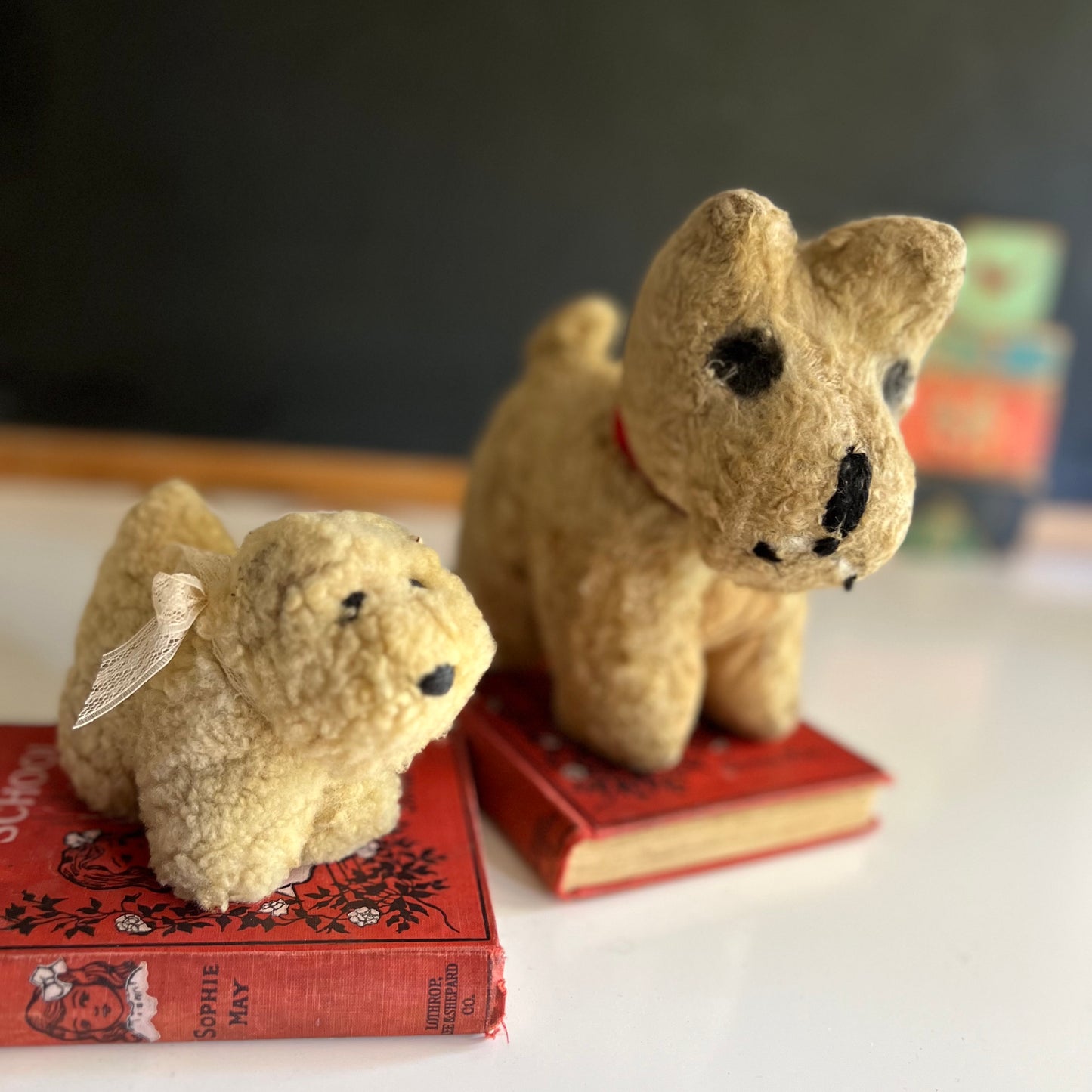 Early Straw Stuffed Plush Dog and Fuzzy Pup