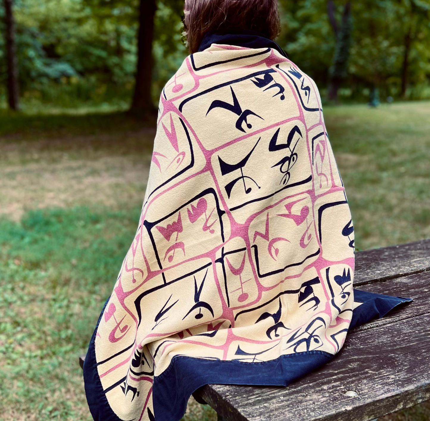 Mid Century MCM John Little Ballet Dancers Barkcloth Tablecloth, 1950s