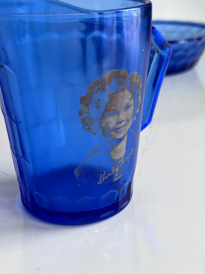 Hazel Atlas Cobalt Blue Shirley Temple Breakfast Set, c.1930s