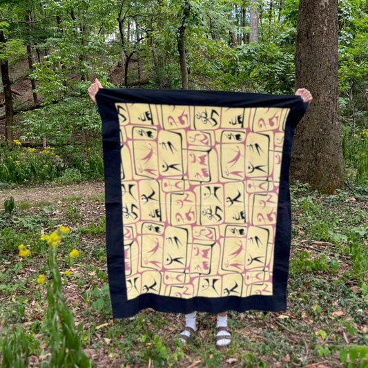 Mid Century MCM John Little Ballet Dancers Barkcloth Tablecloth, 1950s