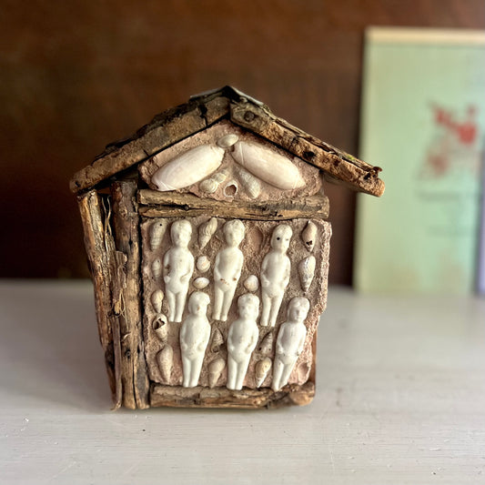 Handmade Rustic Birdhouse with Frozen Charlotte Detail