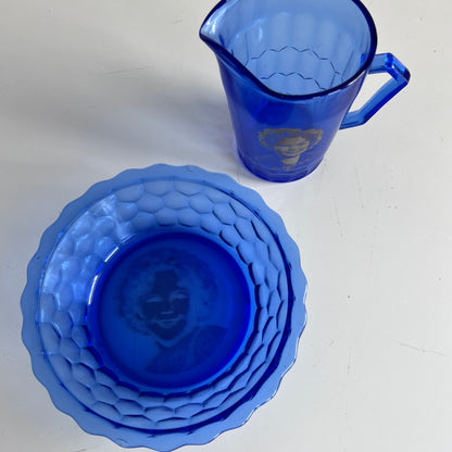 Hazel Atlas Cobalt Blue Shirley Temple Breakfast Set, c.1930s