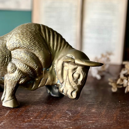 Vintage Brass Bull Sculpture