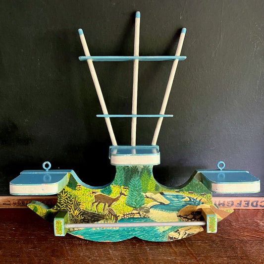 Folk Art Painted Deer Rustic Shelf